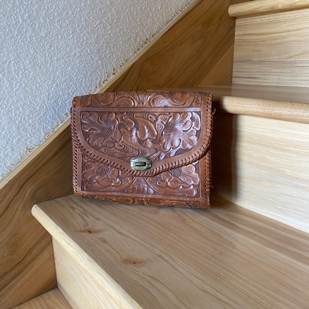 Vintage western tooled clutch